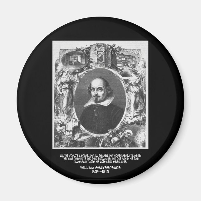 Imã Citação de Shakespeare ~ Todo o mundo é um Palco (Frente)