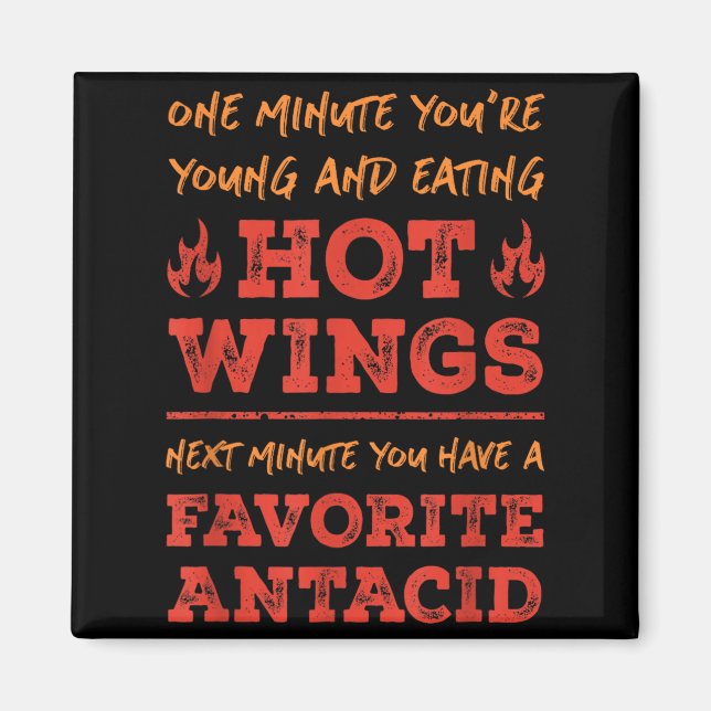 Imã Citação Divertida de Comida Hot Wings Bbq Frango B (Frente)