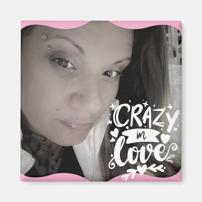 Imã Citação do dia do Namorados fotográfico cor-de-ros (Frente)