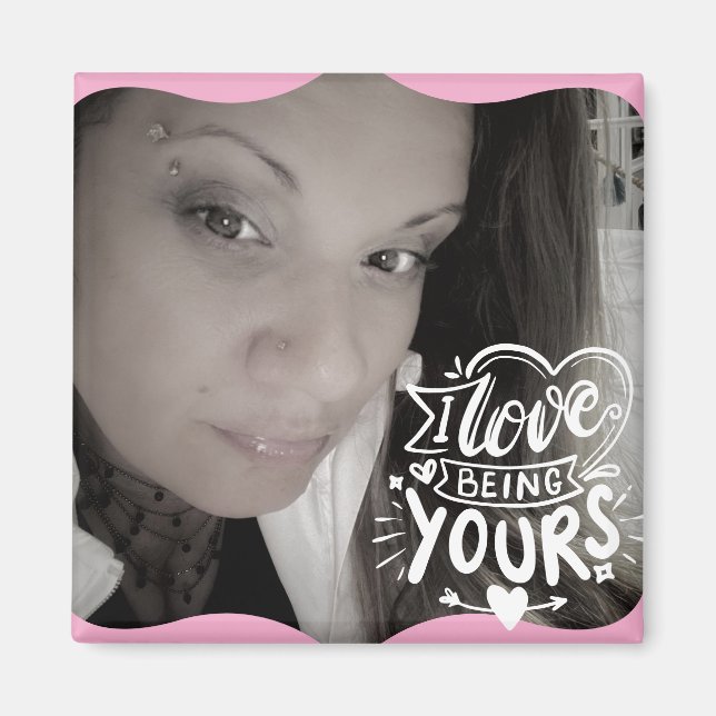 Imã Citação do dia do Namorados fotográfico rosa (Frente)