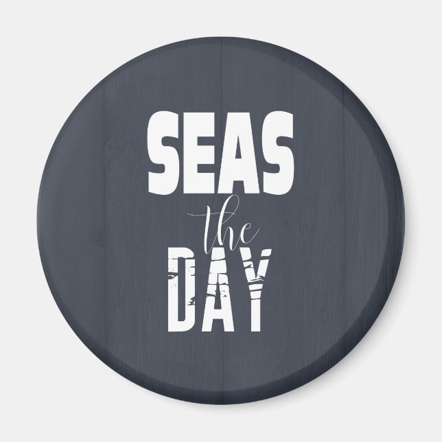 Imã Citação do Mar "Mares O Dia" Cinza Escuro Branco (Frente)