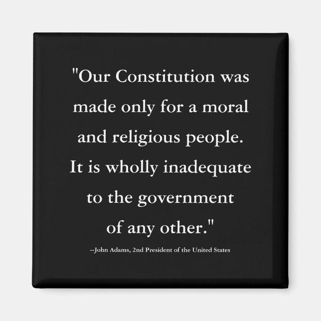 Imã Citação do Presidente John Adams Sobre a Constitui (Frente)
