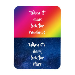 Ímã Citação encorajadora, Procure Rainbows e estrela