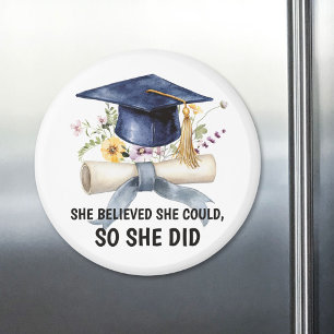 Imã Citação Floral Personalizada de Graduação Inspirad