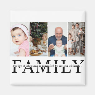 Imã Citação moderna de Natal para família com 4 fotos