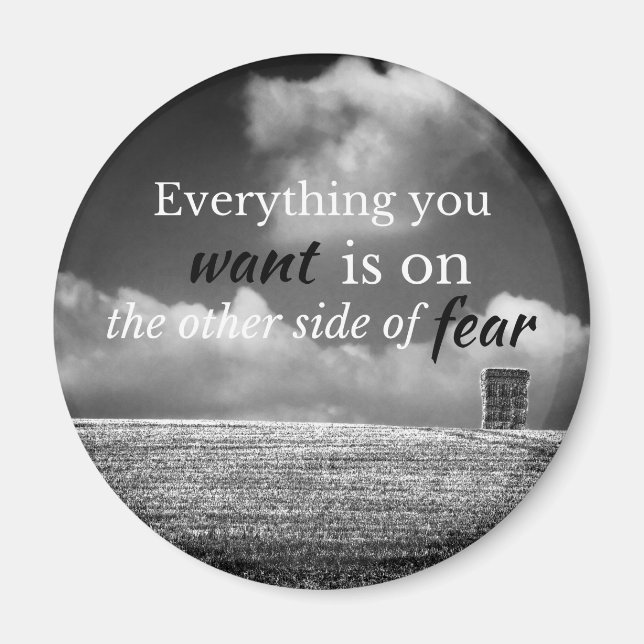 Imã Citação Motivacional: Tudo o que você quer está em (Frente)