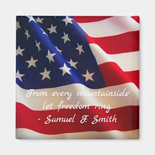 Imã Citação Patriótica de Bandeira Americana