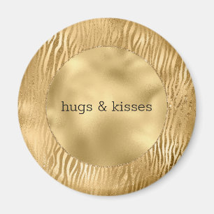 Imã citação personalizada do Glitz Zebra Dourada