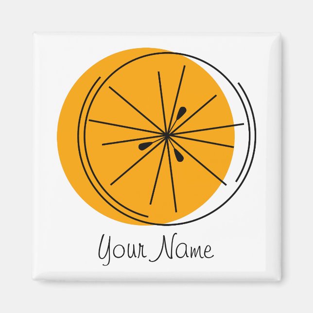 Imã Citrus Orange Name magnet square (Frente)