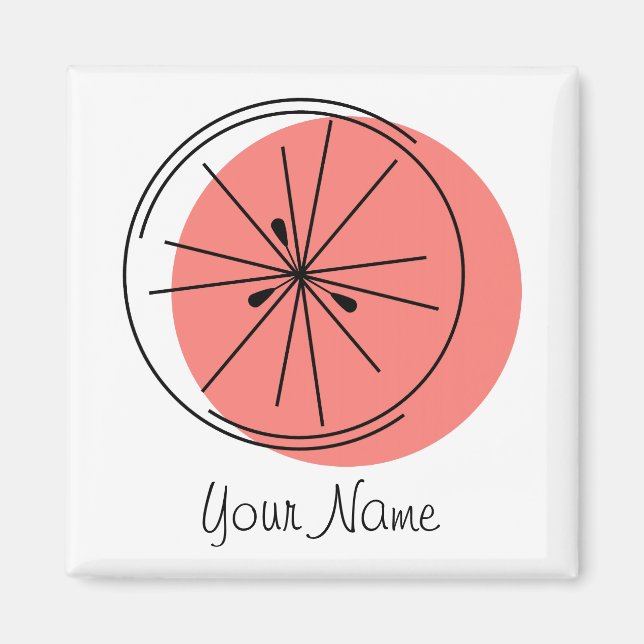 Imã Citrus Pink Name Magnet Square (Frente)