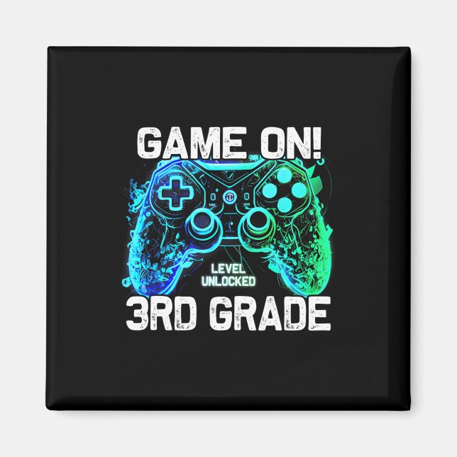 Imã Ck To School 3rd Grade Boys Gamer First Day School (Frente)