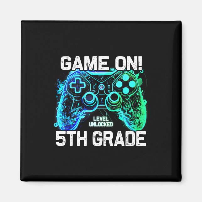 Imã Ck To School 5th Grade Boys Gamer First Day School (Frente)