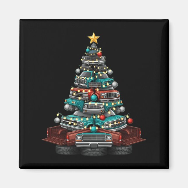Imã Ckup Truck Christmas Tree Funny Clic Car Graphic M (Frente)