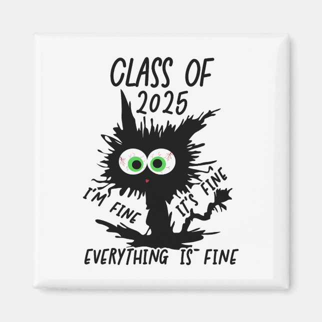 Imã Cl De Gato Negro Engraçado De 2025 (Frente)