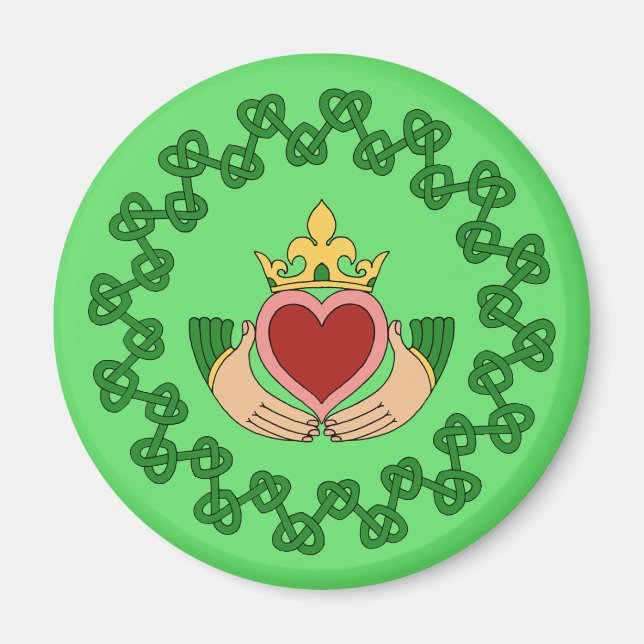 Imã Claddagh e Green Knotwork (Frente)