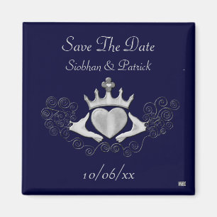 Imã Claddagh (prata) (salvar a data)