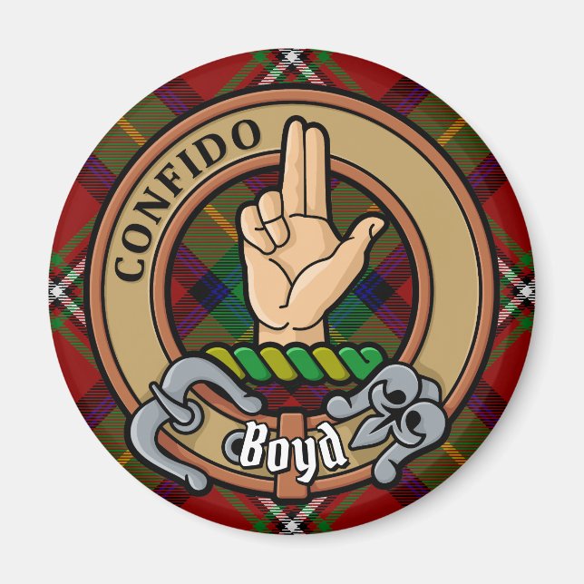 Imã Clan Boyd Crest sobre Tartan (Frente)