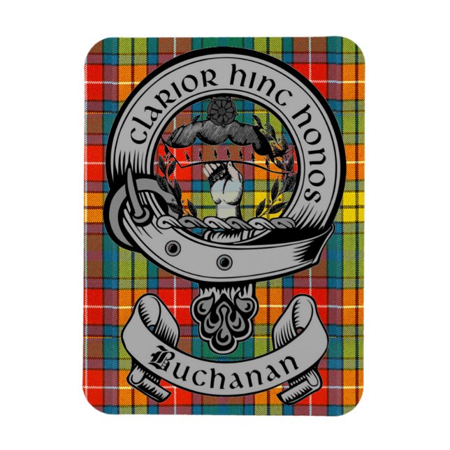 Ímã Clan Buchanan Crest Crachá & Tartan (Vertical)