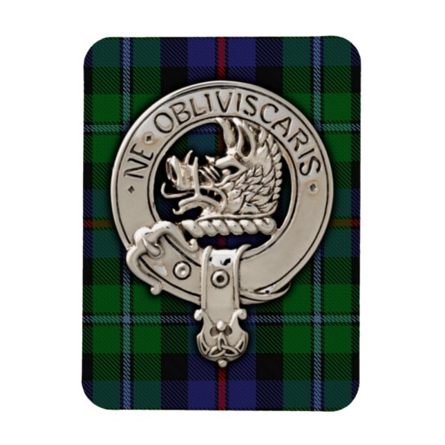 Ímã Clan Campbell Crest & Cawdor Tartan (Vertical)
