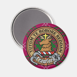 Imã Clan Crawford Crest sobre Tartan