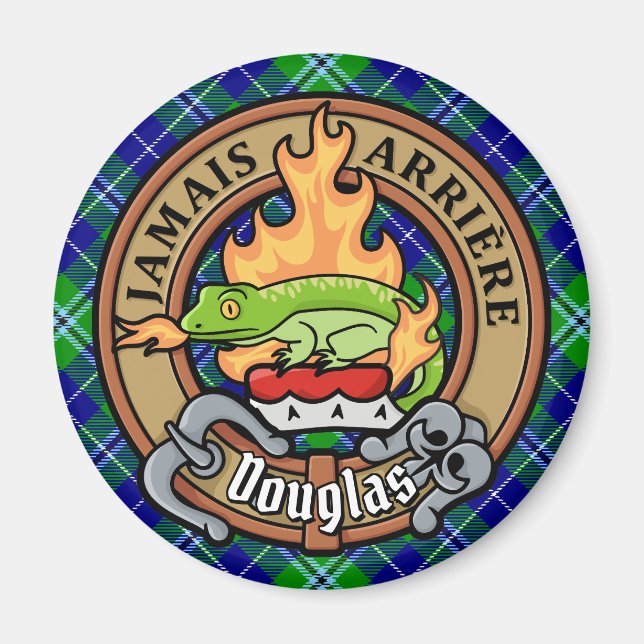 Imã Clan Douglas Crest sobre Tartan (Frente)