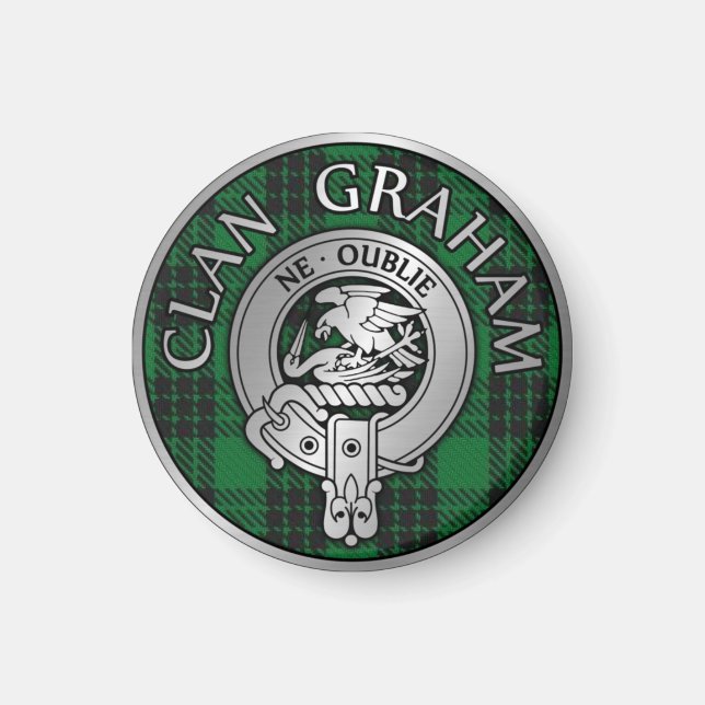 Imã Clan Graham Crest & Tartan (Frente)