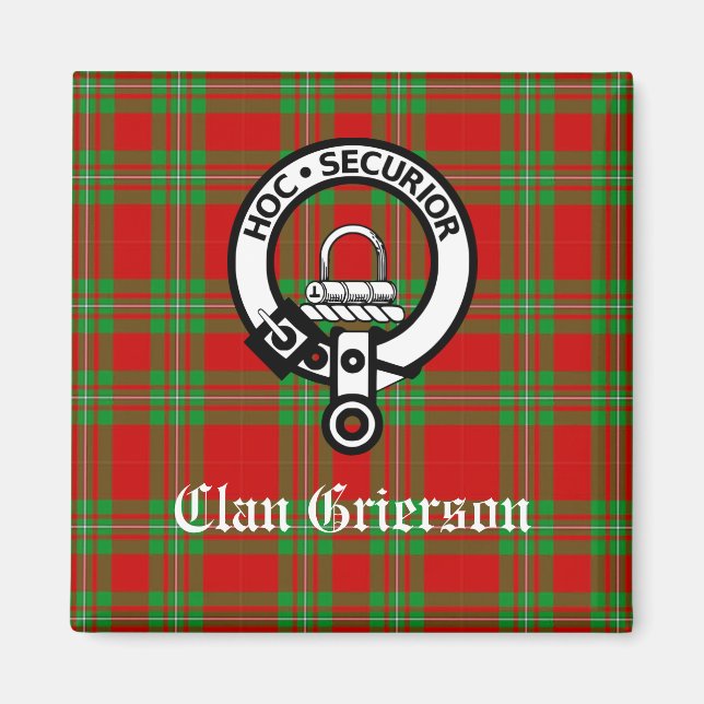 Imã Clan Grierson Crest Crachá e Tartan (Frente)
