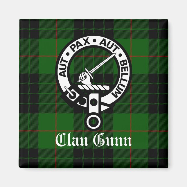 Imã Clan Gunn Crest Crachá e Tartan (Frente)