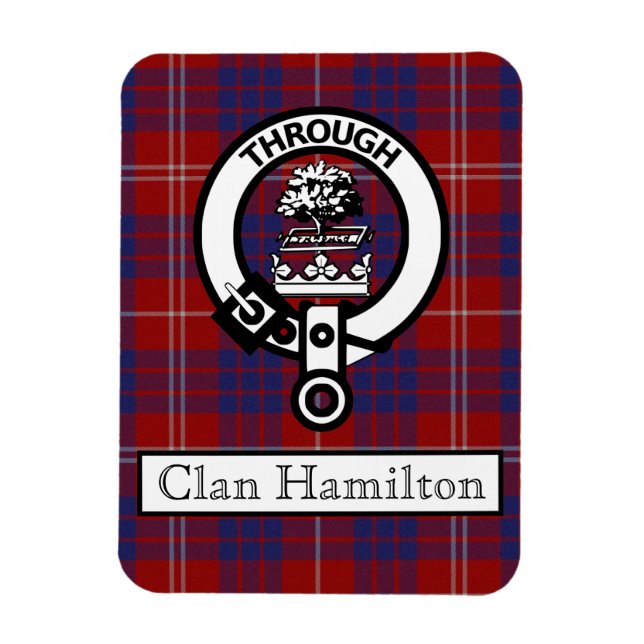 Ímã Clan Hamilton Crest e Tartan II (Vertical)