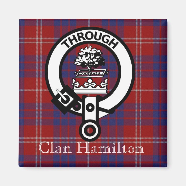 Imã Clan Hamilton Crest e Tartan Magnet (Frente)