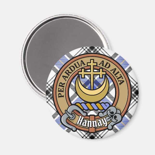 Imã Clan Hannay Crest sobre Tartan (Front/Back)