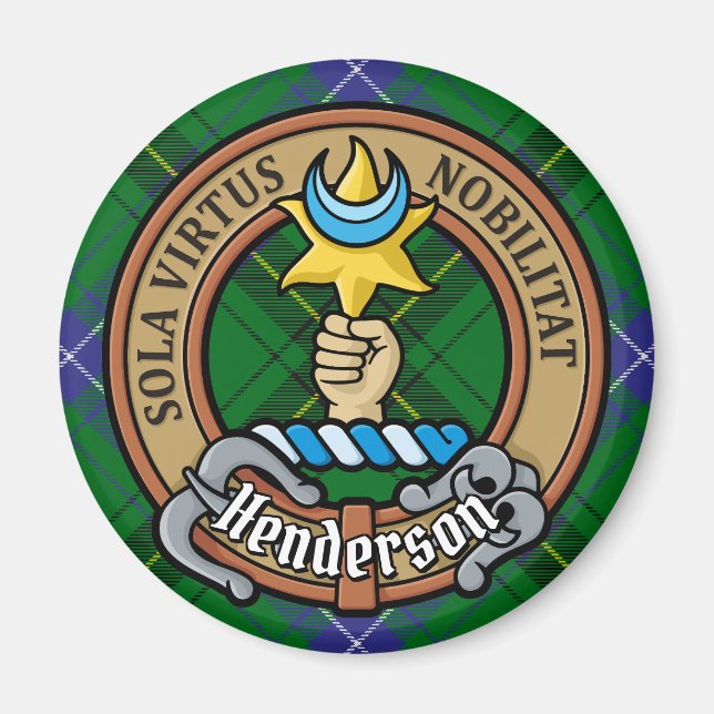 Imã Clan Henderson Crest sobre Tartan (Frente)