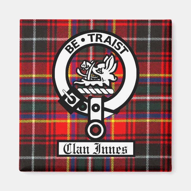 Imã Clan Innes Crest Crachá e Tartan (Frente)