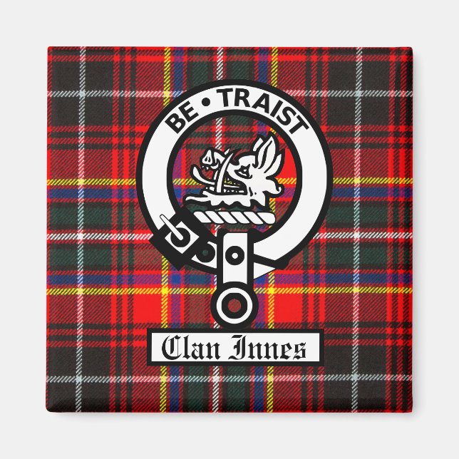 Imã Clan Innes Crest Crachá e Tartan (Frente)