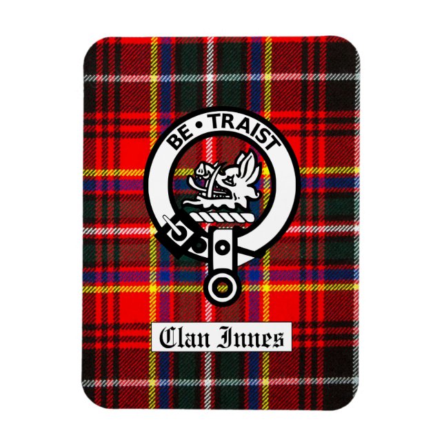 Ímã Clan Innes Crest Crachá & Tartan (Vertical)