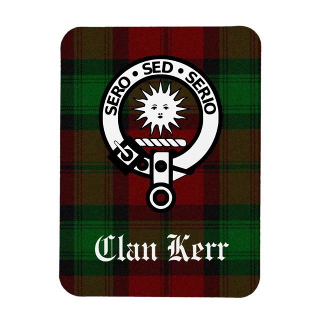 Ímã Clan Kerr Tartan e Crachá Crest (Vertical)