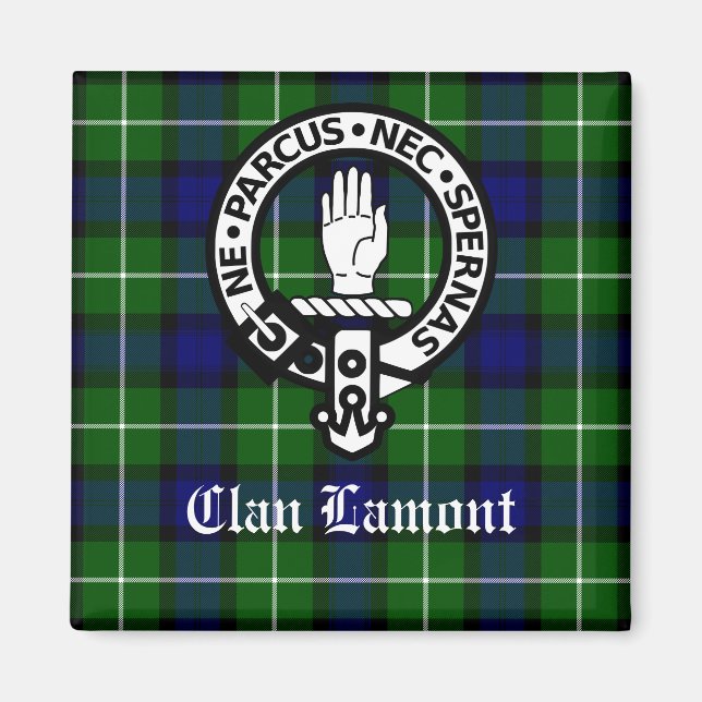 Imã Clan Lamont Crest Crachá e Tartan (Frente)