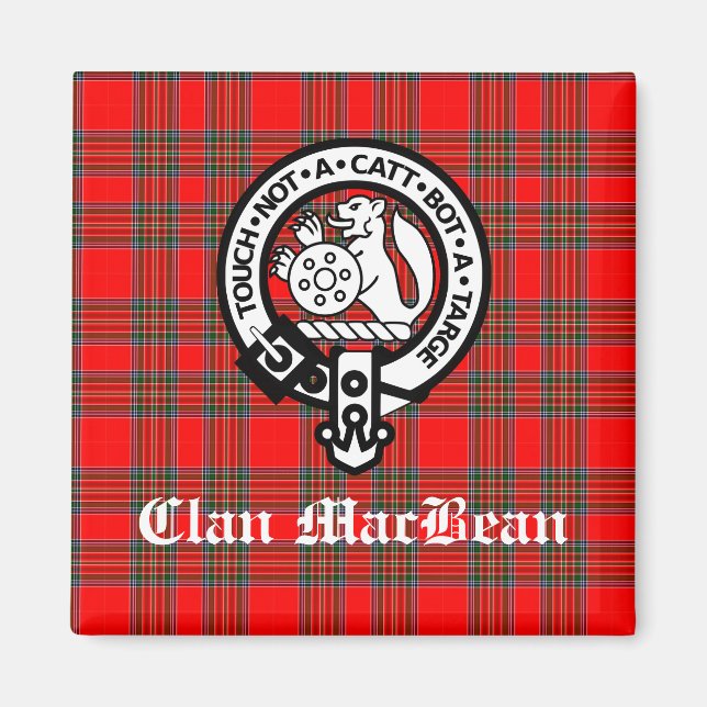 Imã Clan MacBean Crest Crachá e Tartan (Frente)
