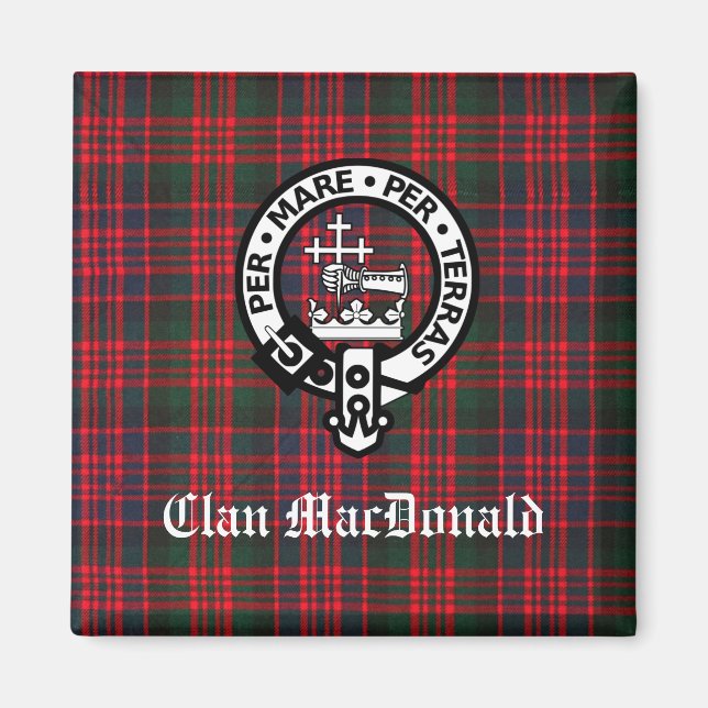 Imã Clan MacDonald Crest e Modern Tartan (Frente)