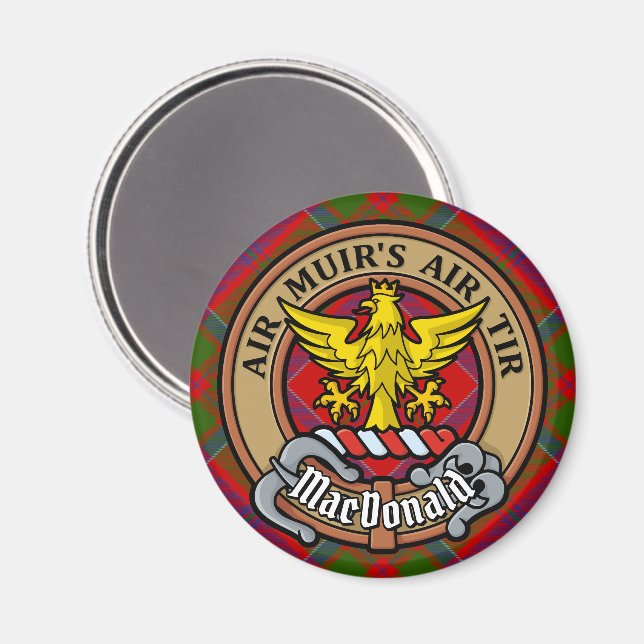 Imã Clan MacDonald do Keppoch Crest sobre Tartan (Front/Back)