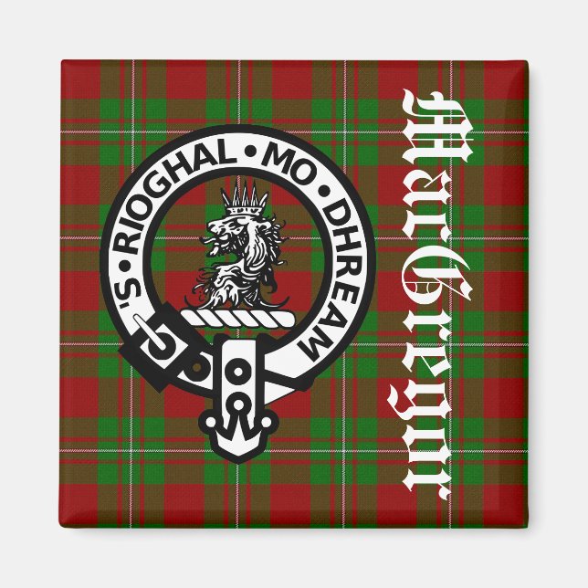 Imã Clan MacGregor Crest Crachá e Tartan (Frente)