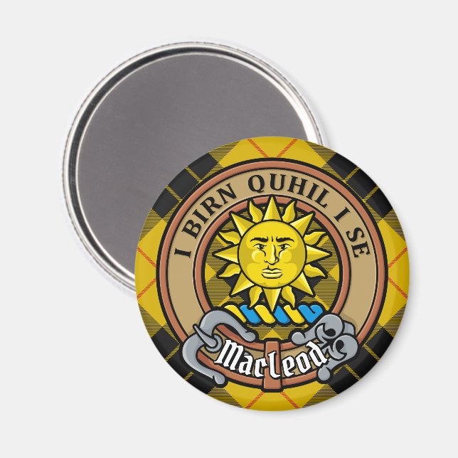 Imã Clan MacLeod de Lewis Crest sobre Tartan (Front/Back)