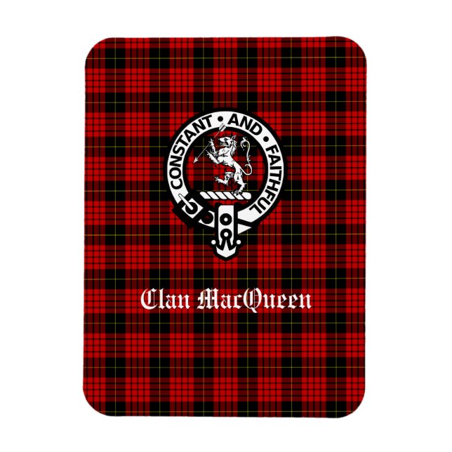 Ímã Clan MacQueen Crest Crachá & Tartan (Vertical)