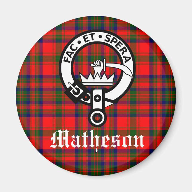 Imã Clan Matheson Crest Crachá e Tartan (Frente)
