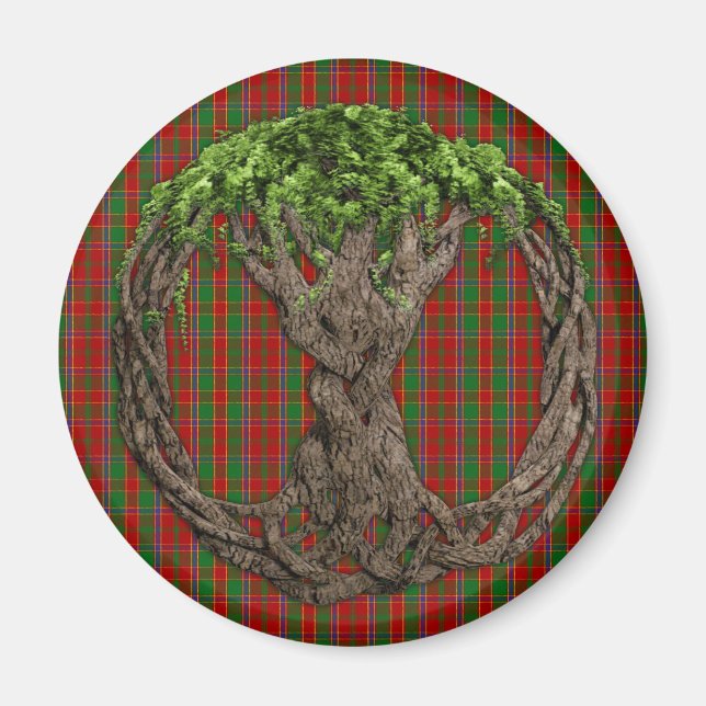 Imã Clan Munro Tartan E Árvore Celta Da Vida (Frente)