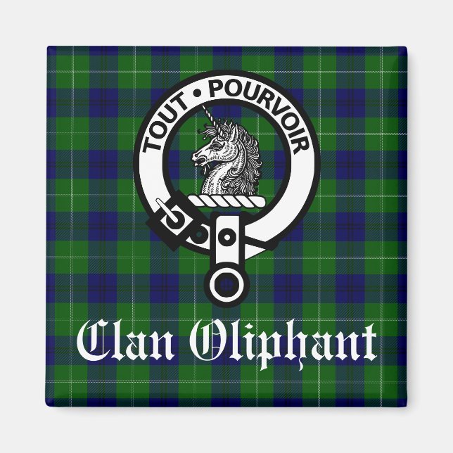 Imã Clan Oliphant Crest Crachá e Tartan (Frente)