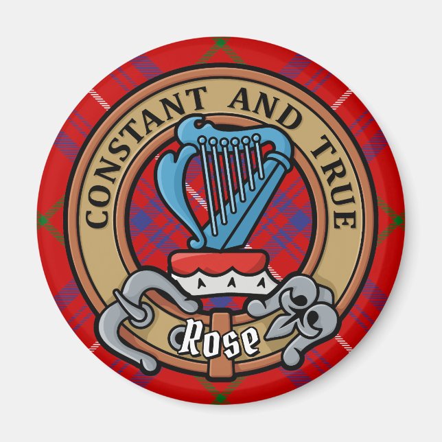Imã Clan Rosa Crest sobre Tartan (Frente)