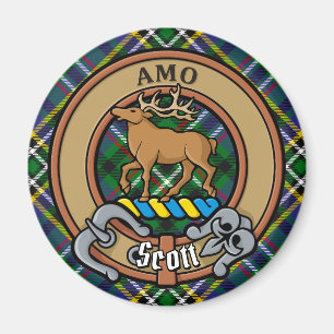 Imã Clan Scott Crest sobre Green Tartan