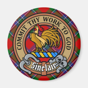 Imã Clan Sinclair Crest sobre o Red Tartan