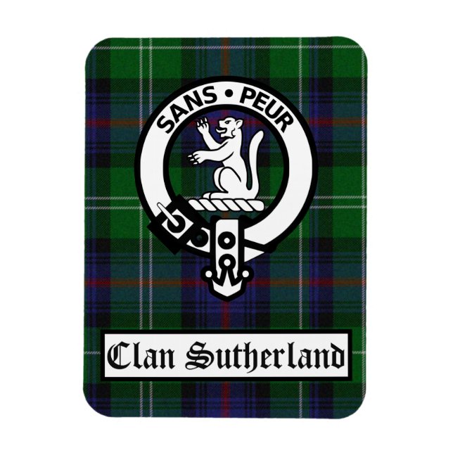 Ímã Clan Sutherland Crest Crachá & Tartan (Vertical)